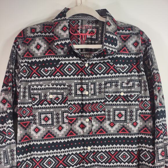 Platini Western Snap Button Long Sleeve Shirt, Size XL - Picture 8 of 10